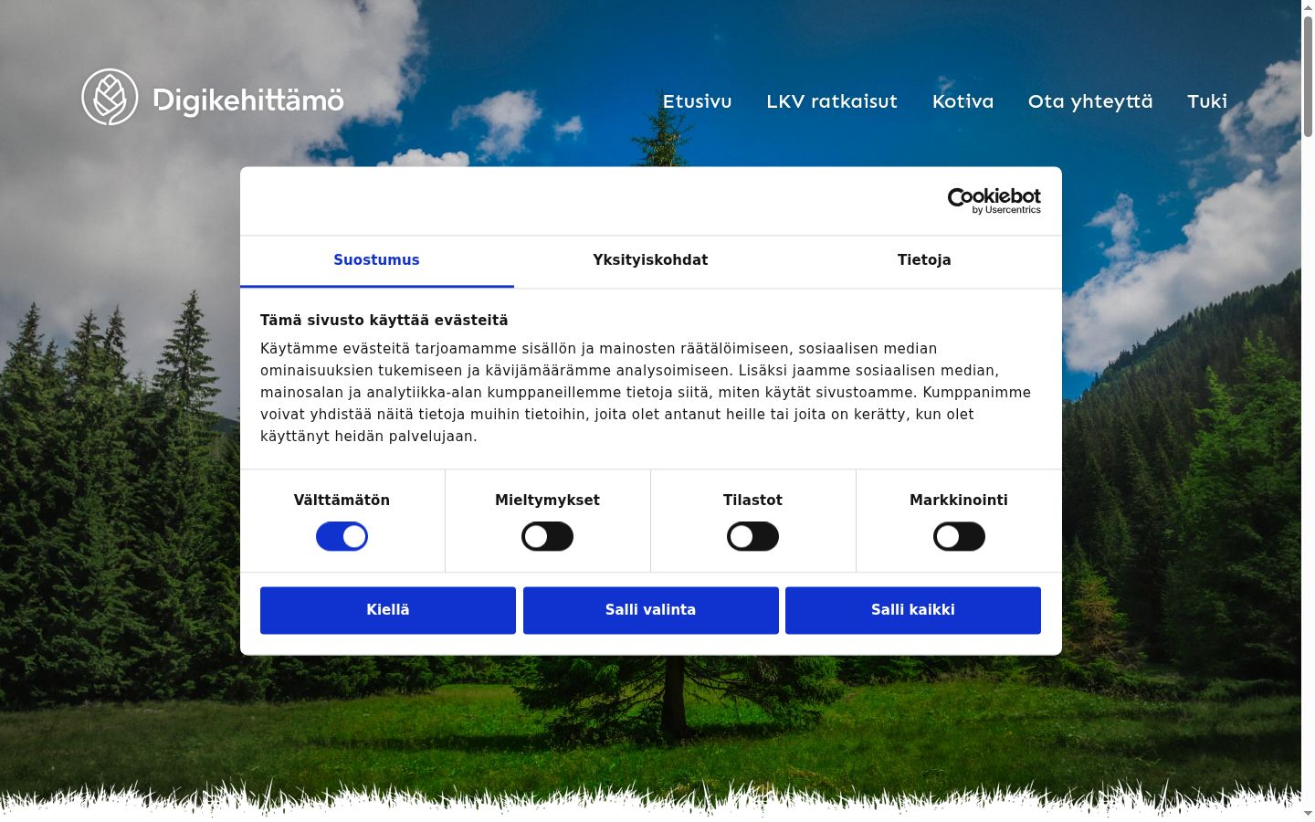 Screenshot del banner di consenso mostrato prima di qualsiasi interazione