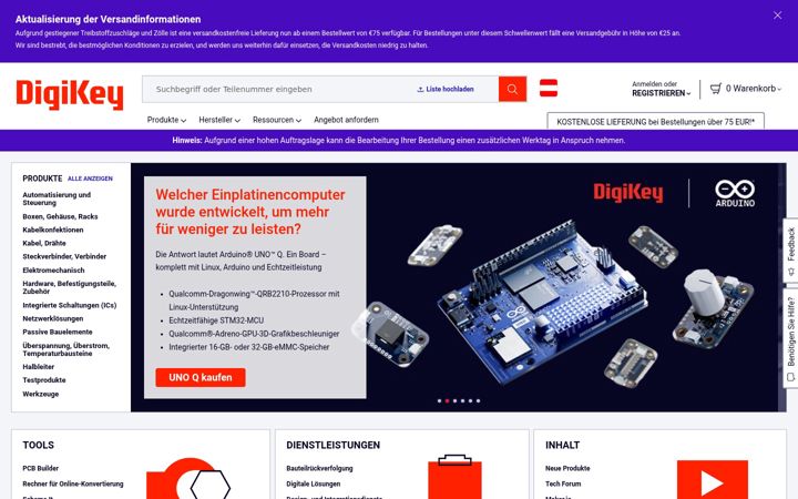 Ekrano kopija digikey.at
