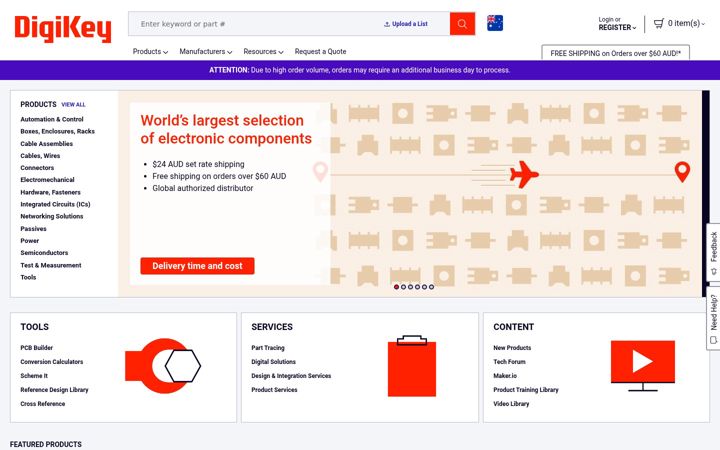 Screenshot of digikey.com.au