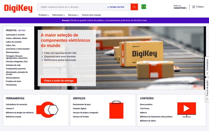 Screenshot of digikey.com.br