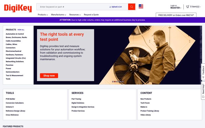 Screenshot of digikey.my