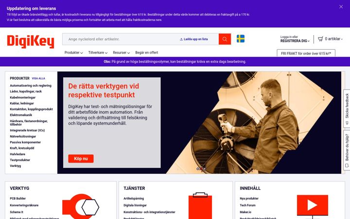 Screenshot of digikey.se