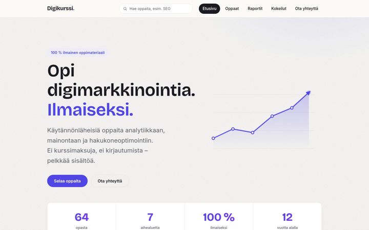 Snímek obrazovky digikurssi.fi