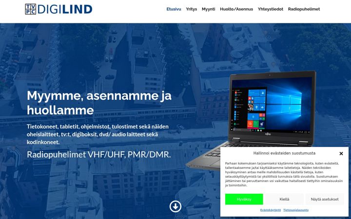 Snímek obrazovky digilind.fi