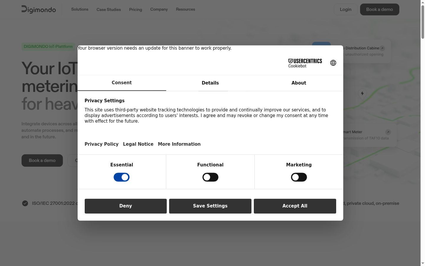 Screenshot tal-banner tal-kunsens muri qabel kwalunkwe interazzjoni
