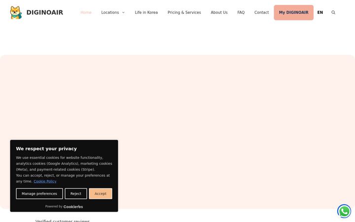 Screenshot of diginoair.com