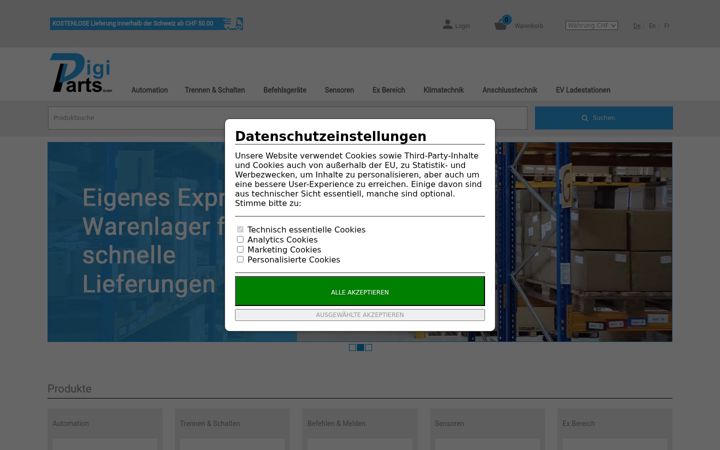 Screenshot of digiparts.ch