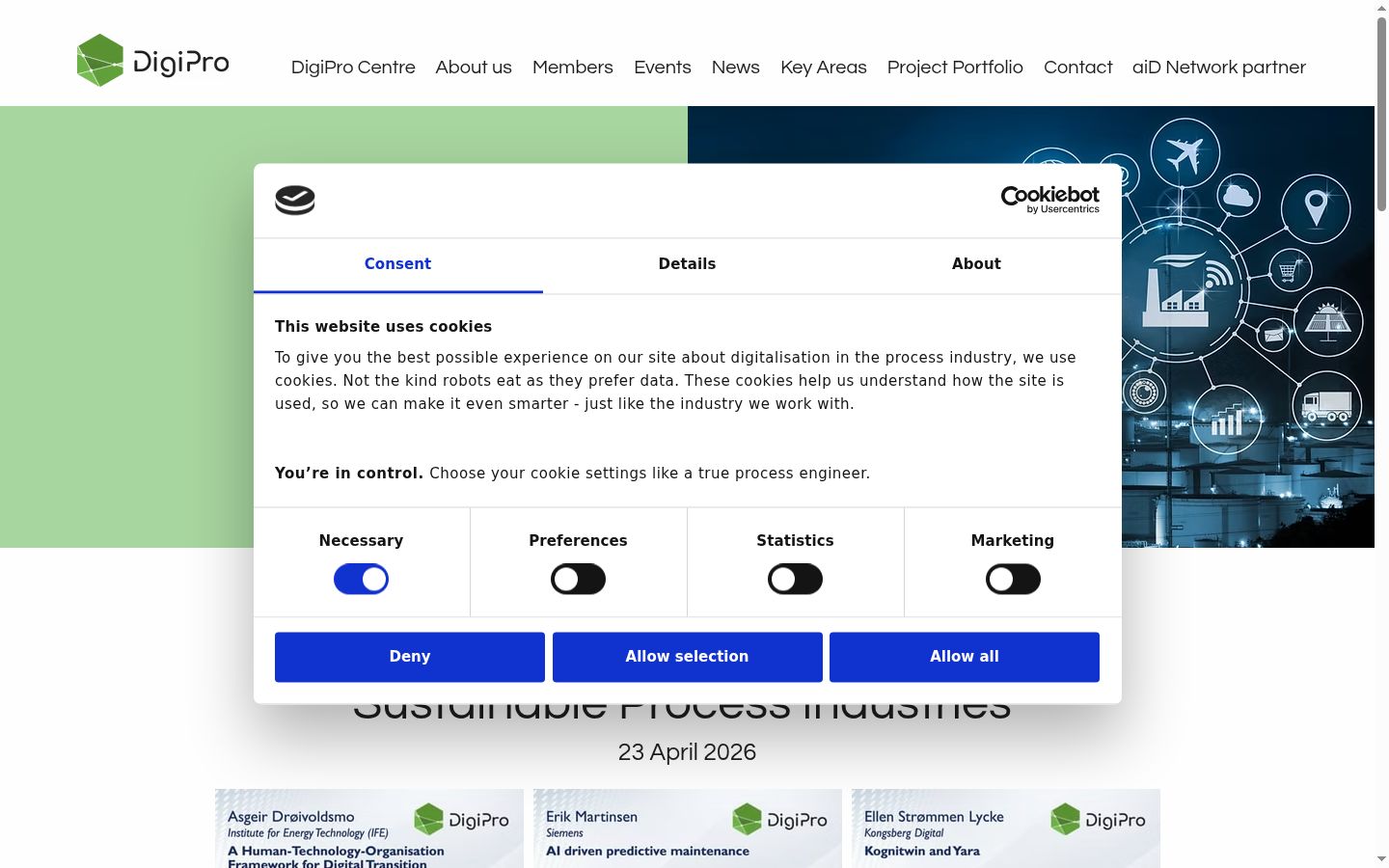 Screenshot des Einwilligungsbanners vor jeglicher Interaktion