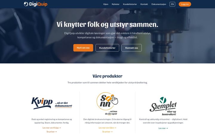 Skærmbillede af digiquip.no