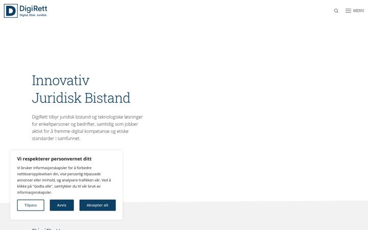 Skærmbillede af digirett.no