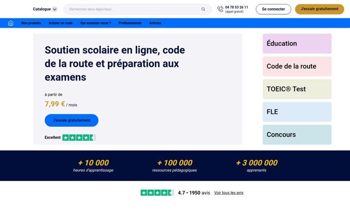 Skærmbillede af digischool.fr