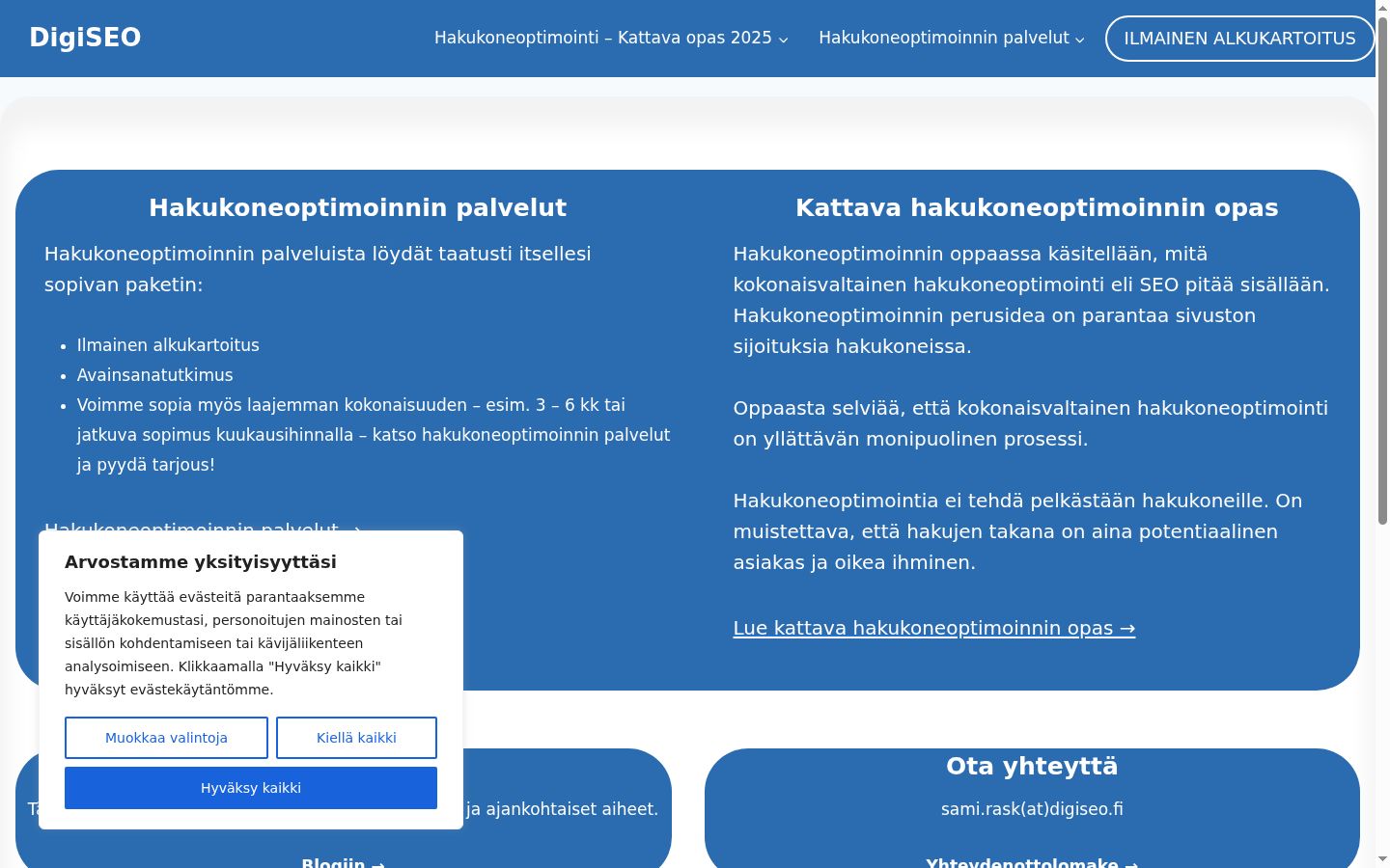 Skærmbillede af samtykkebanneret, som det blev vist før nogen interaktion