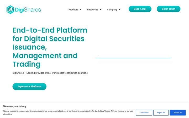Screenshot ta' digishares.io