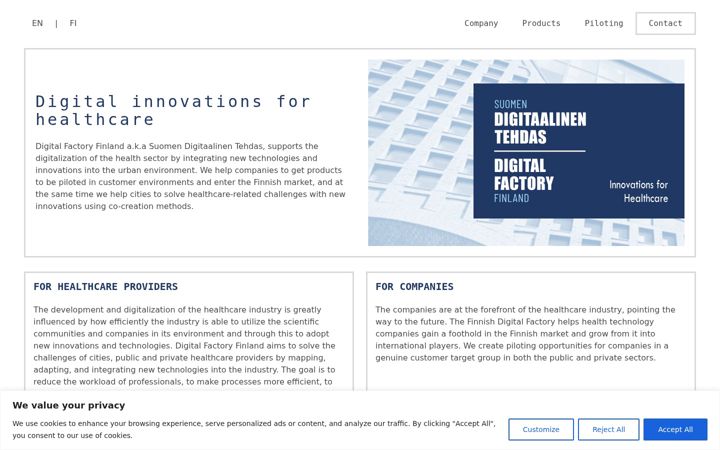 Screenshot di digitaalinentehdas.fi