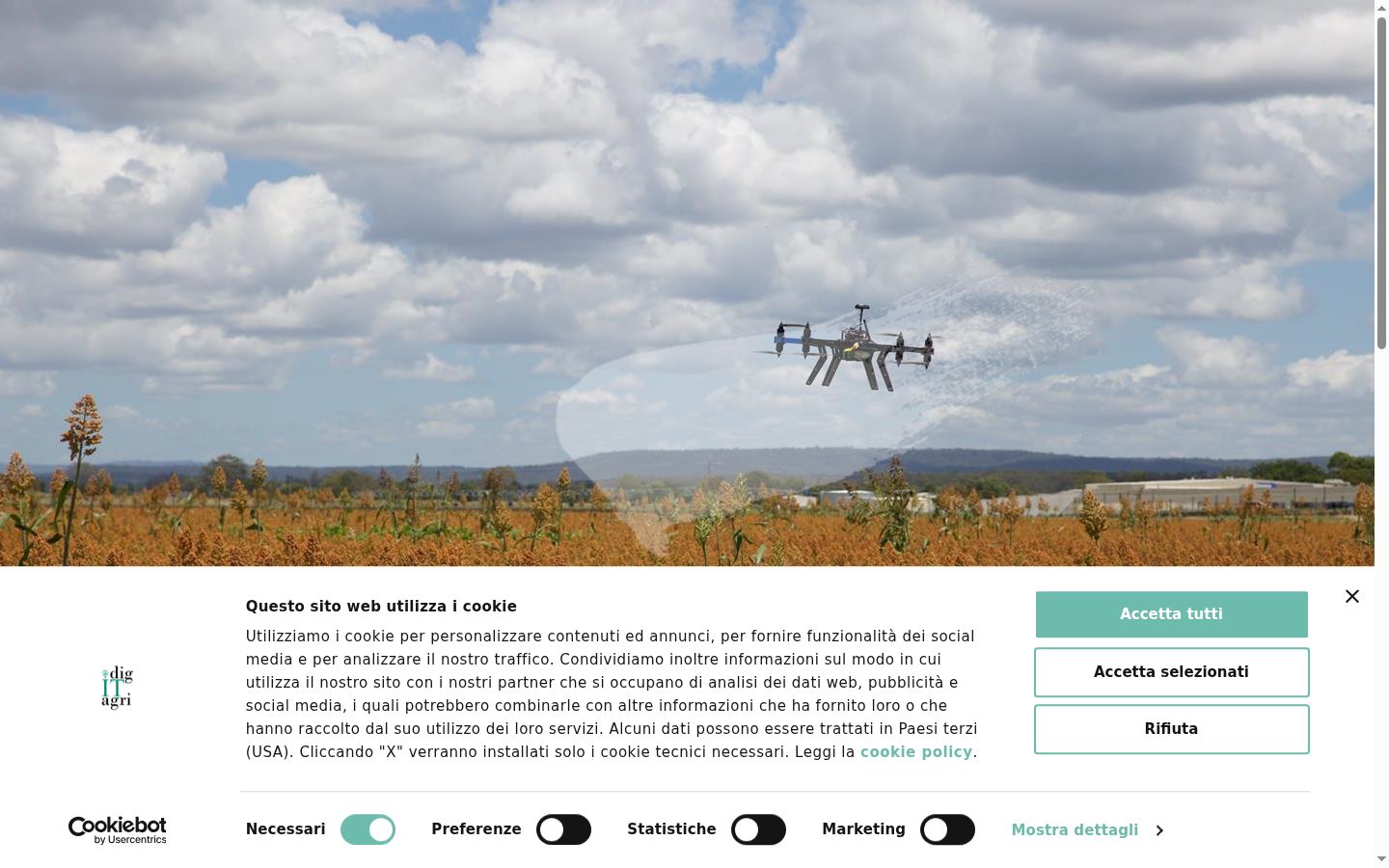 Screenshot del banner di consenso mostrato prima di qualsiasi interazione
