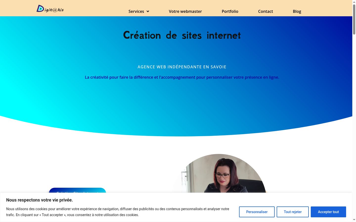 Capture d'écran de la bannière de consentement affichée avant toute interaction
