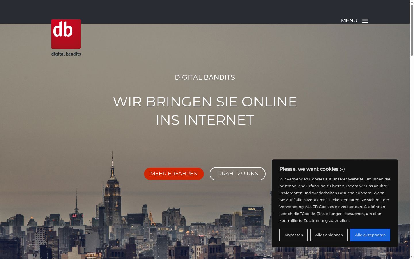 Screenshot of the consent banner shown before any interaction