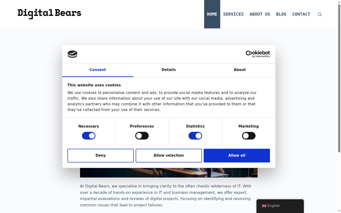 Screenshot of the consent banner shown before any interaction