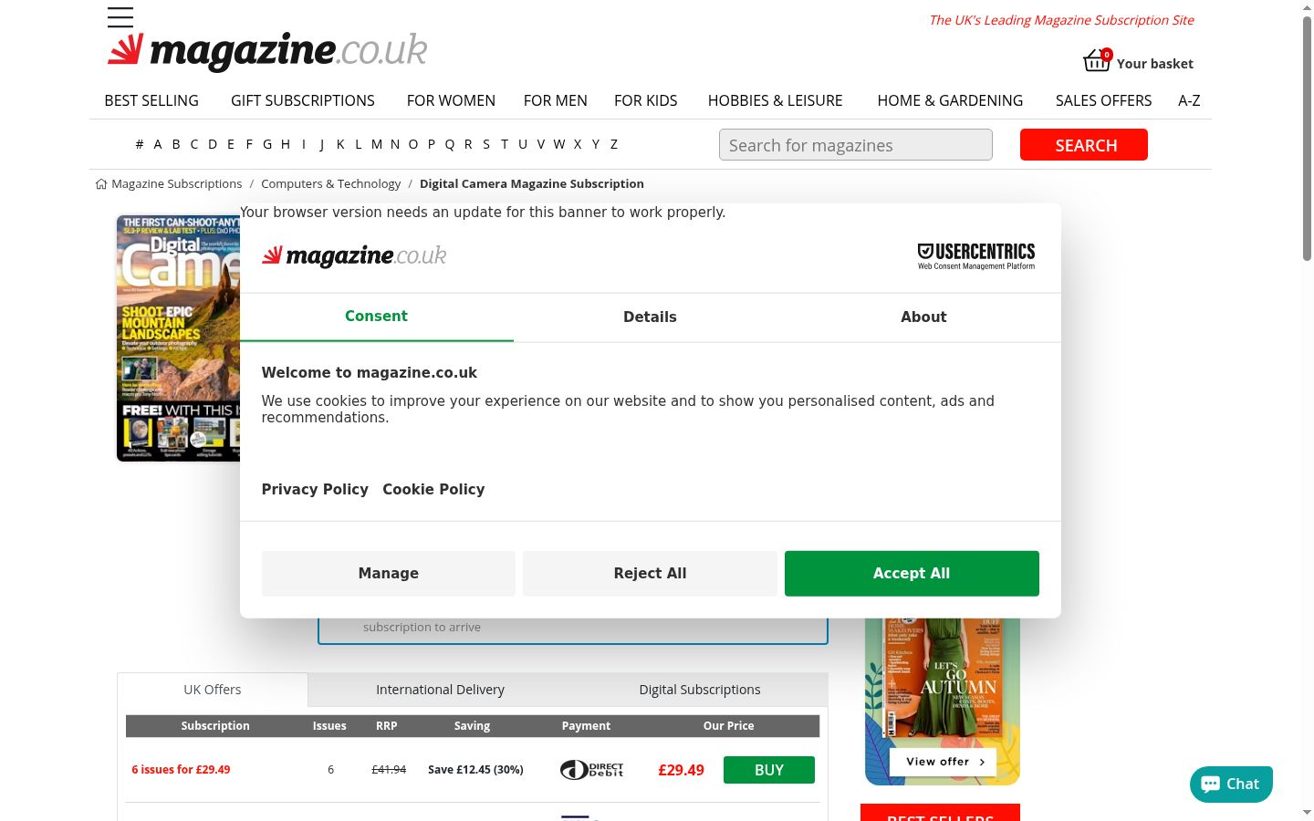 Zrzut ekranu banera zgody wyświetlanego przed jakąkolwiek interakcją