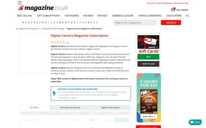 Snímek obrazovky digital-camera-magazine-subscription.co.uk