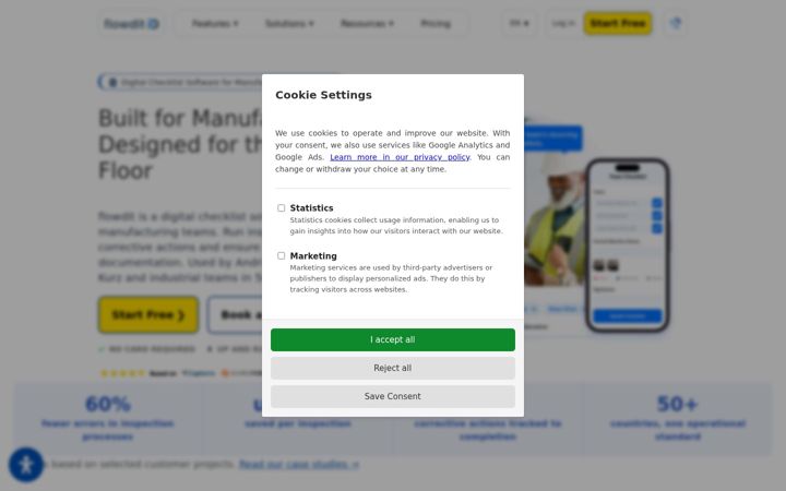 Screenshot of digital-checklist.com