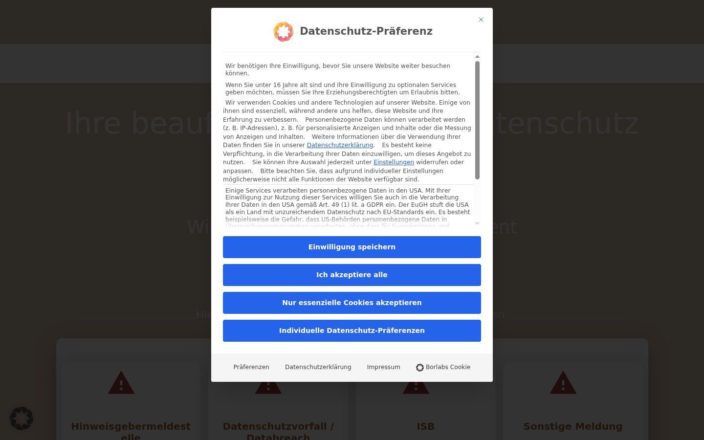 Screenshot of the consent banner shown before any interaction