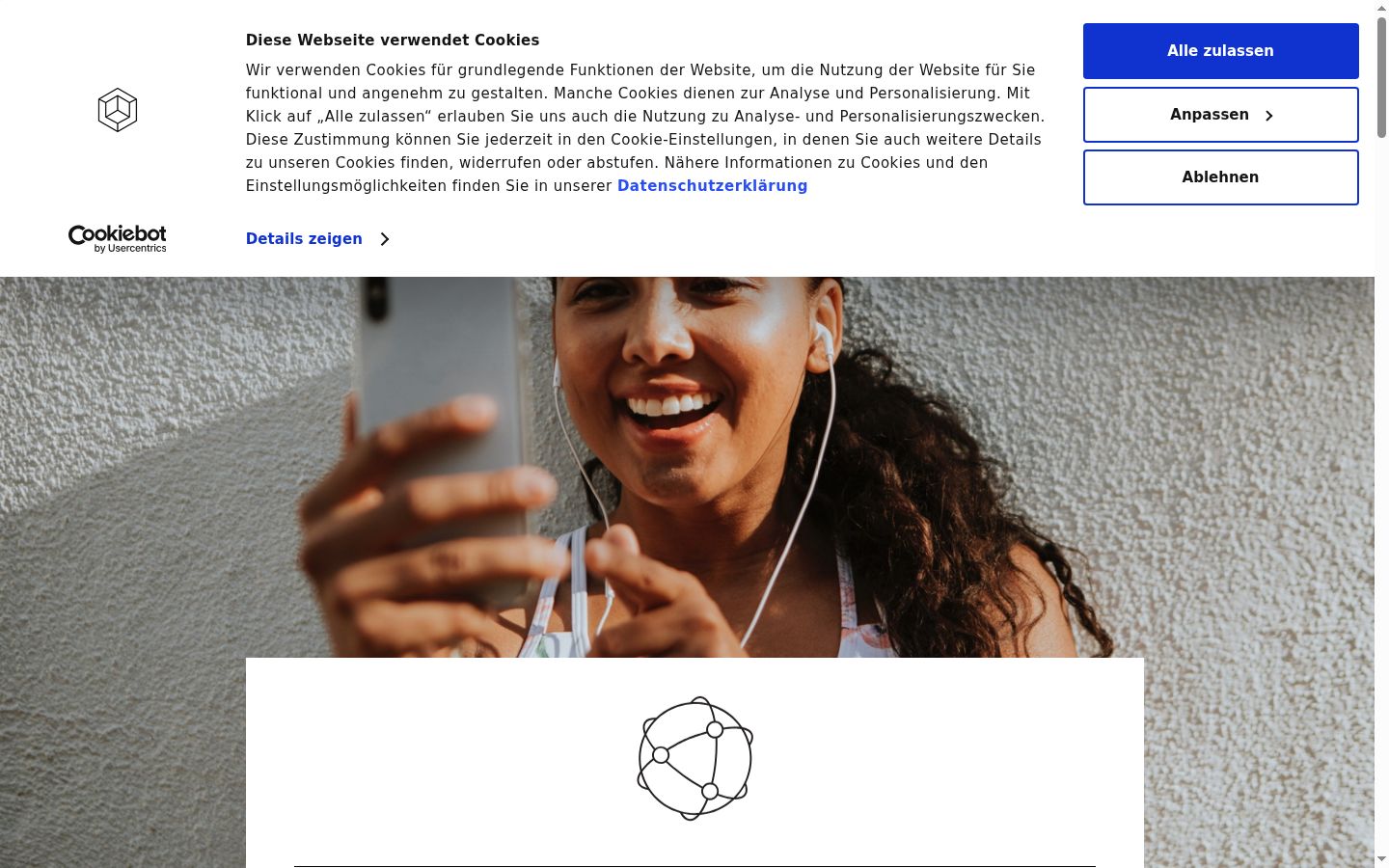 Screenshot del banner di consenso mostrato prima di qualsiasi interazione