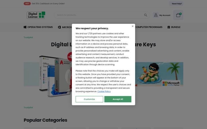 Screenshot of digital-license.com
