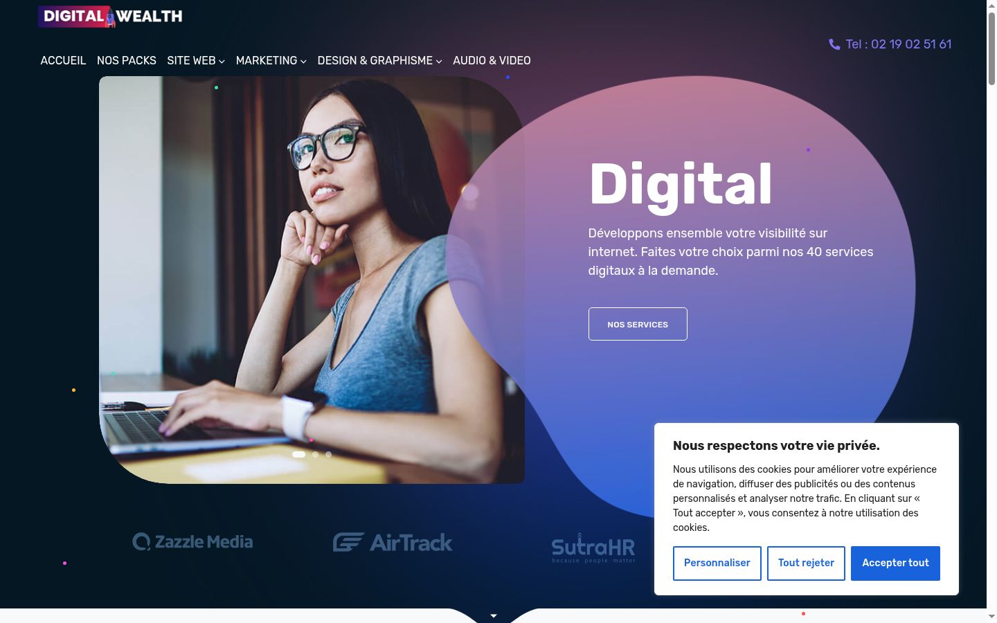 Capture d'écran de la bannière de consentement affichée avant toute interaction