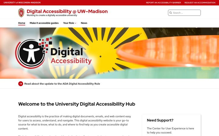 Skjermbilde av digitalaccessibility.wisc.edu