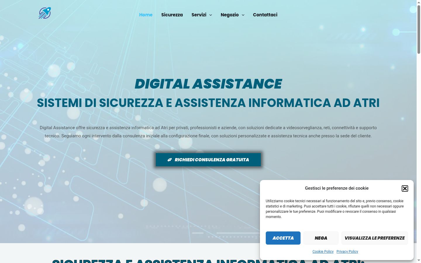 Screenshot del banner di consenso mostrato prima di qualsiasi interazione