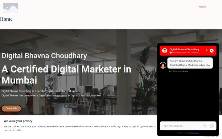 Ekrānuzņēmums no digitalbhavnachoudhary.in