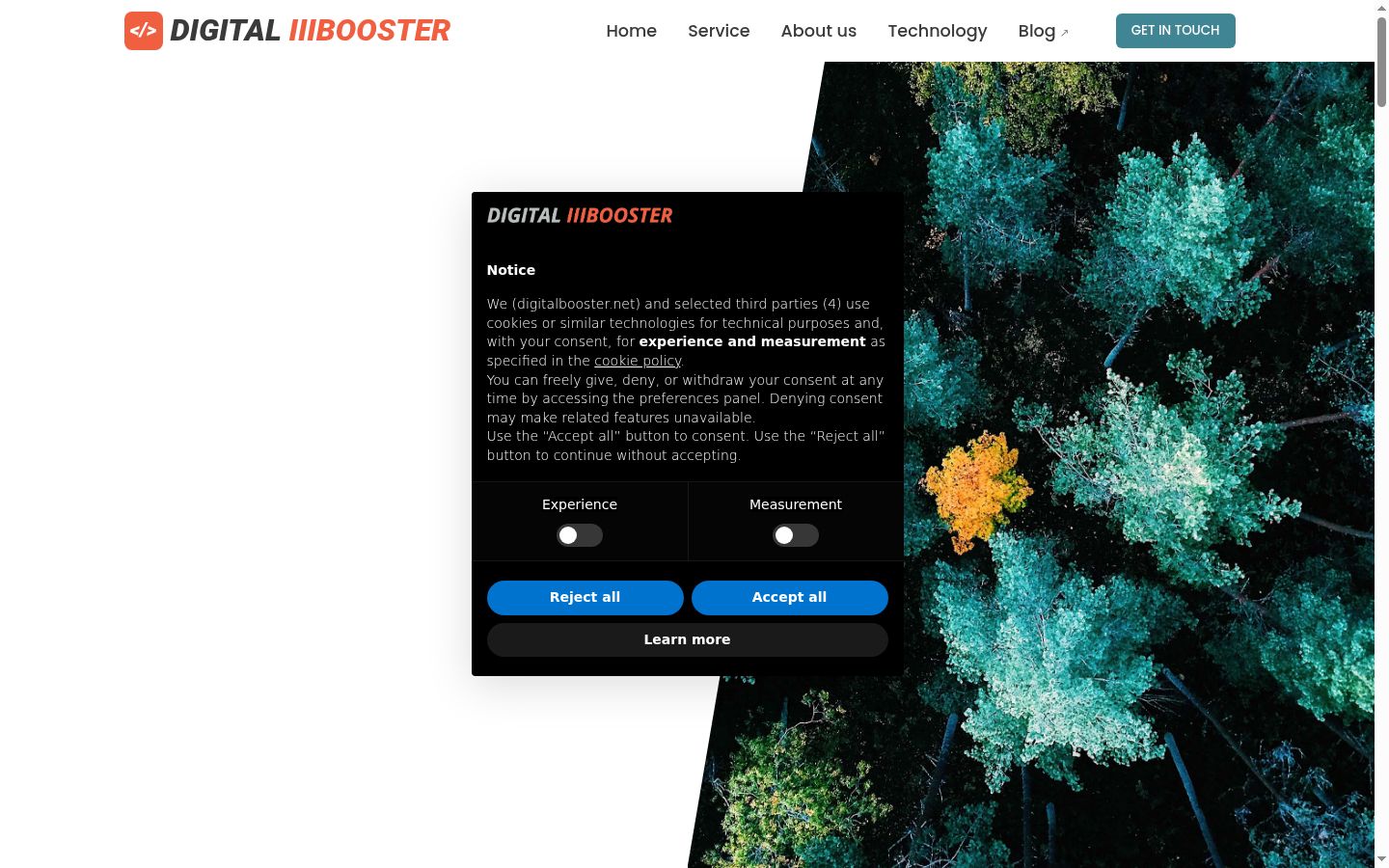 Screenshot of the consent banner shown before any interaction