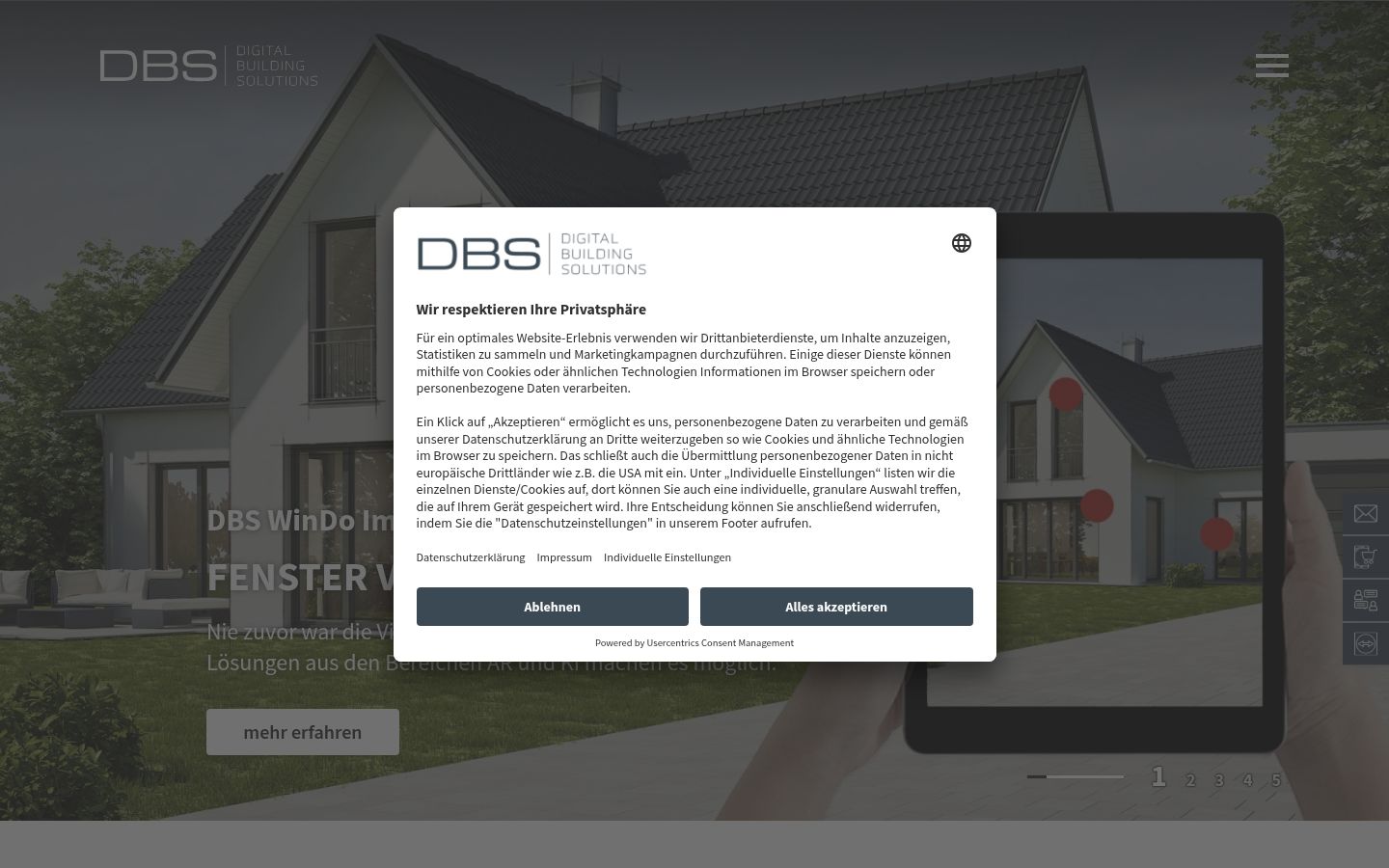 Screenshot of the consent banner shown before any interaction