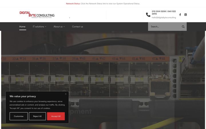 Snímek obrazovky digitalbyteconsulting.co.za