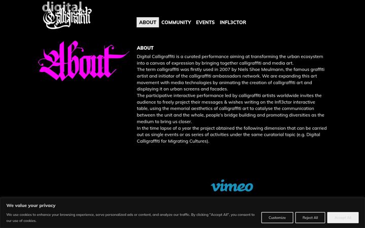 Screenshot of digitalcalligraffiti.org