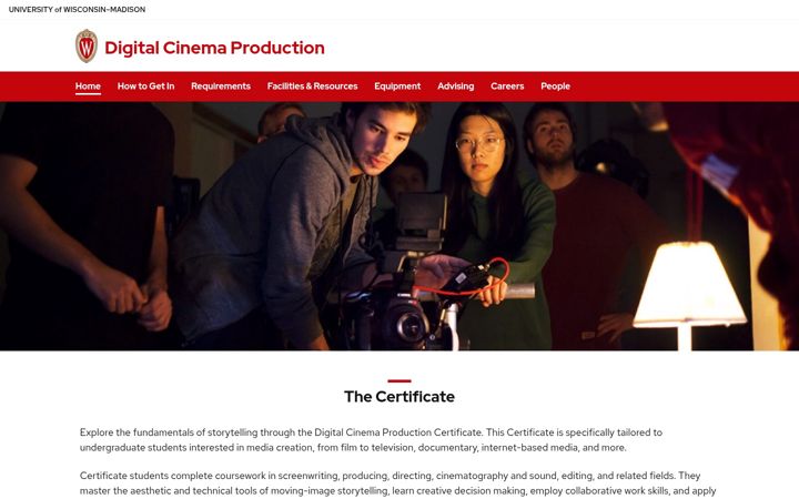 Skjermbilde av digitalcinema.wisc.edu