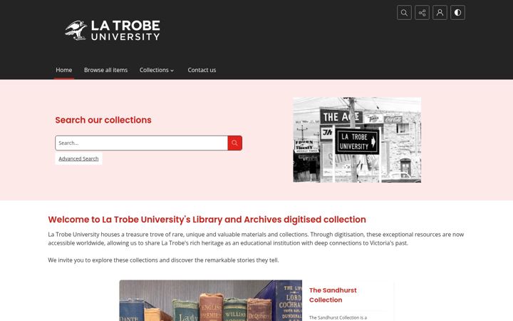 Captura de pantalla de digitalcollections.latrobe.edu.au