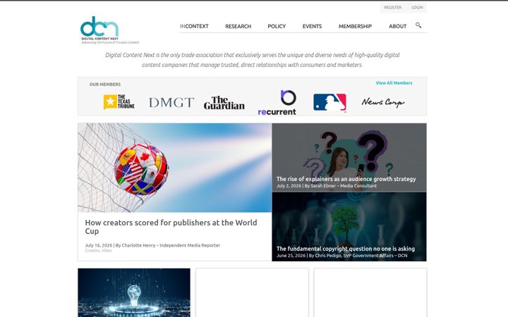 Screenshot of digitalcontentnext.org