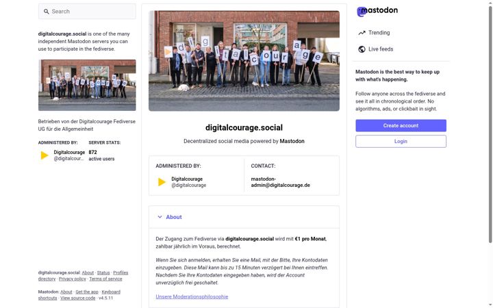 Screenshot of digitalcourage.social