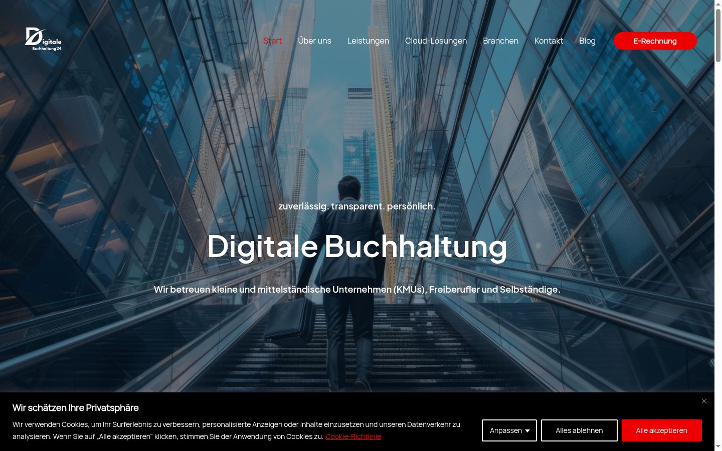 Screenshot des Einwilligungsbanners vor jeglicher Interaktion