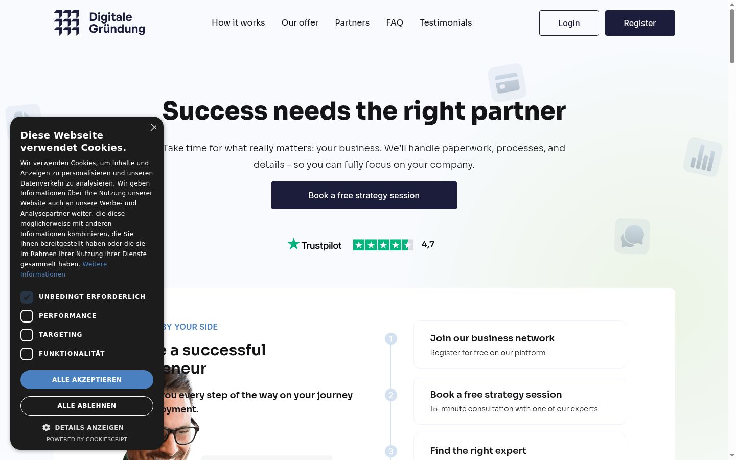 Screenshot del banner di consenso mostrato prima di qualsiasi interazione
