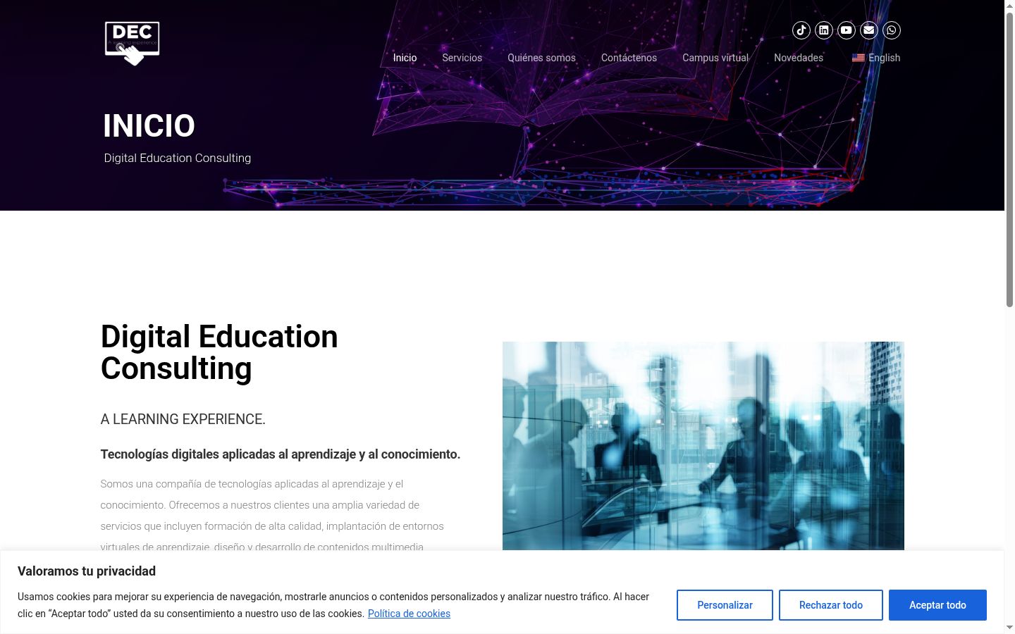 Captura de ecrã do banner de consentimento apresentado antes de qualquer interação
