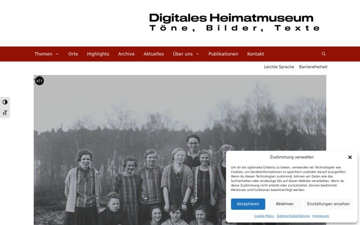 Screenshot stránky digitales-heimatmuseum.de