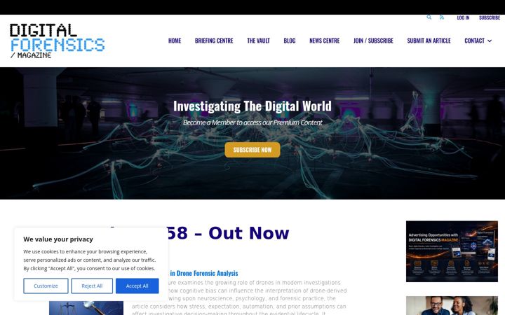 Screenshot of digitalforensicsmagazine.com