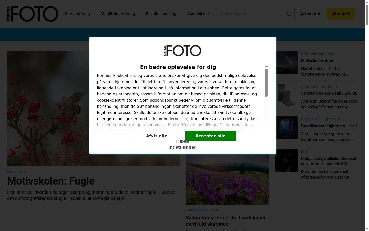 Captura de pantalla del banner de consentimiento mostrado antes de cualquier interacción