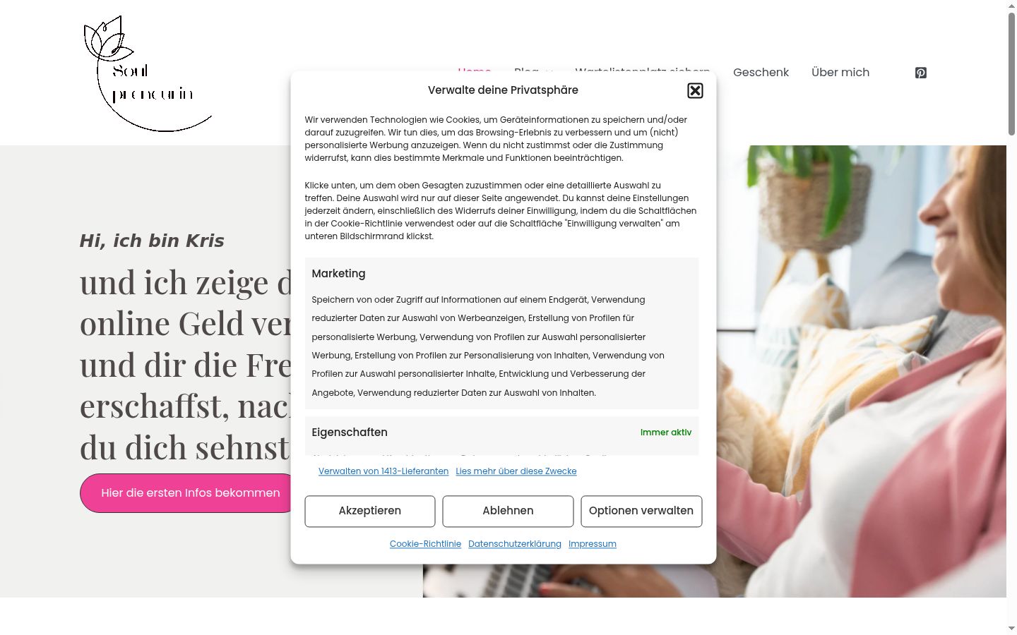 Snímek obrazovky baneru souhlasu zobrazeného před jakoukoli interakcí