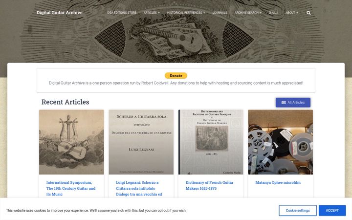 Screenshot of digitalguitararchive.com