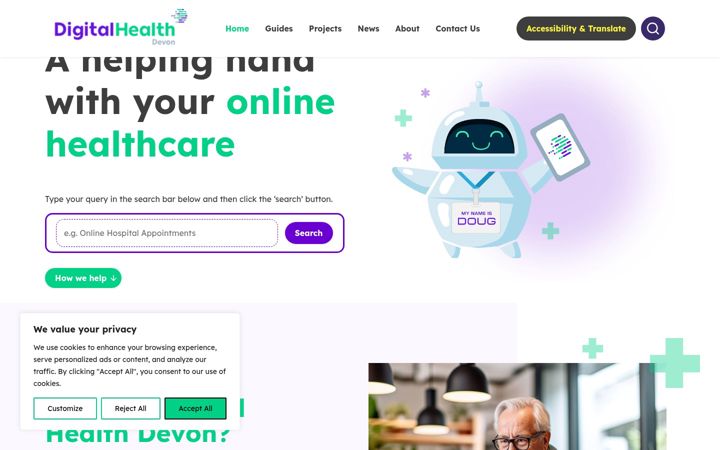 Skärmbild av digitalhealthdevon.co.uk