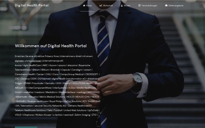 Skärmbild av digitalhealthportal.de